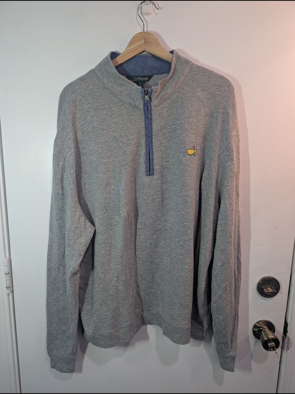 Masters Collection Gray Half Zip Pullover with Blue Trim Size XXL